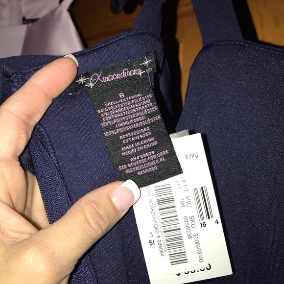 Navy off the shoulder satin maxi - Picture 4 of 4